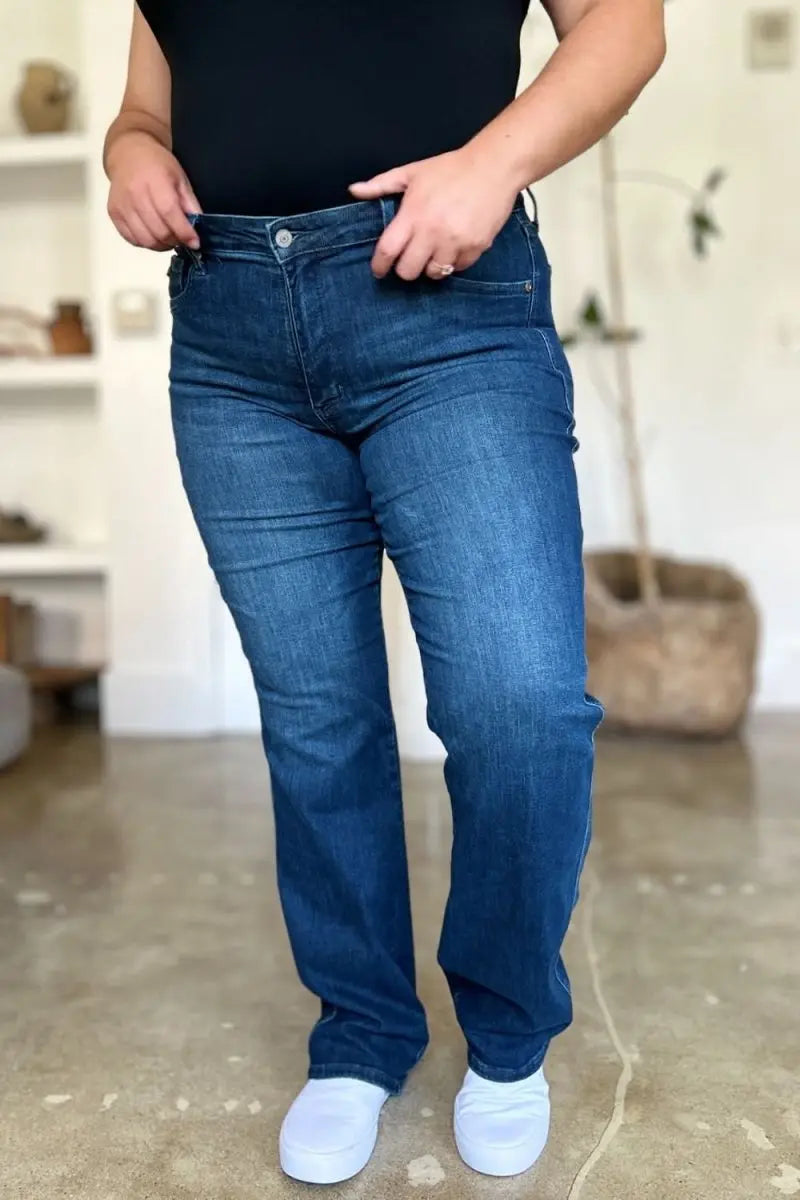 Judy Blue Full Size Tummy Control Straight Jeans - Sleekdenim.com