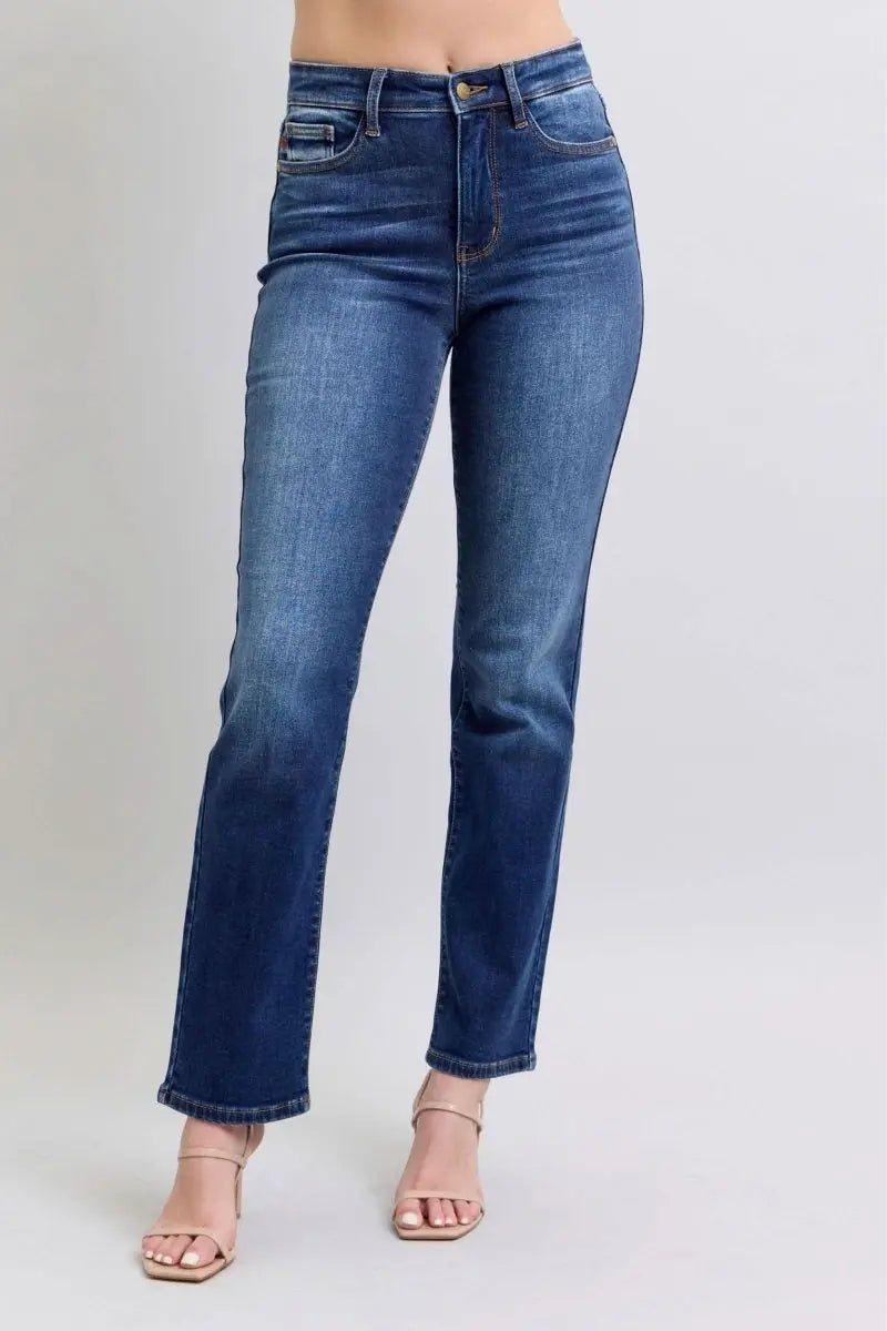 Judy Blue Full Size Washed Straight Leg Jeans with Pockets - Sleekdenim.com