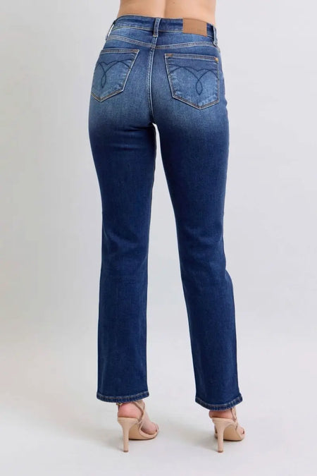 Judy Blue Full Size Washed Straight Leg Jeans with Pockets - Sleekdenim.com