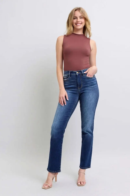 Judy Blue Full Size Washed Straight Leg Jeans with Pockets - Sleekdenim.com