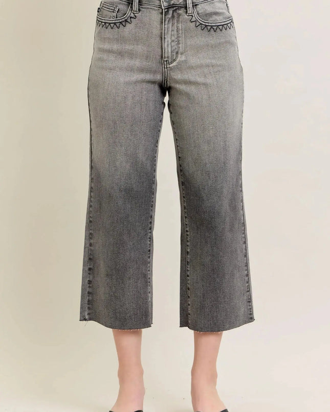 Judy Blue Full Size Wide Leg Capris Jeans Plus Size - Sleekdenim.com