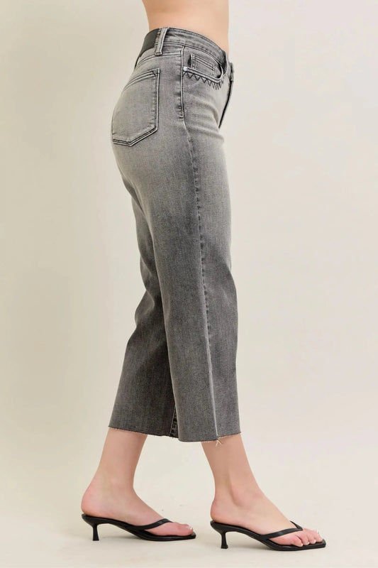 Judy Blue Full Size Wide Leg Capris Jeans Plus Size - Sleekdenim.com