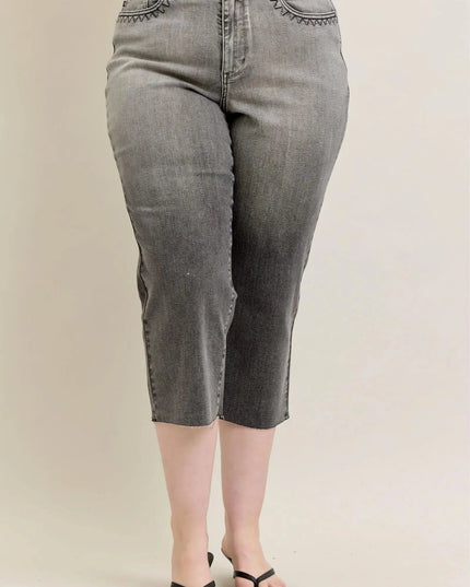 Judy Blue Full Size Wide Leg Capris Jeans Plus Size - Sleekdenim.com