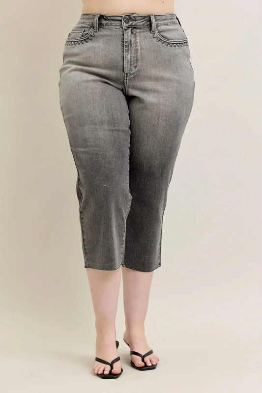 Judy Blue Full Size Wide Leg Capris Jeans Plus Size - Sleekdenim.com