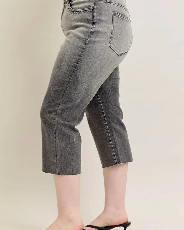 Judy Blue Full Size Wide Leg Capris Jeans Plus Size - Sleekdenim.com