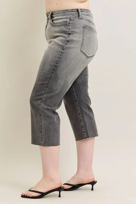 Judy Blue Full Size Wide Leg Capris Jeans Plus Size - Sleekdenim.com