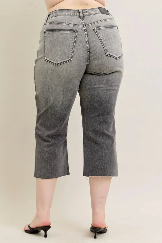 Judy Blue Full Size Wide Leg Capris Jeans Plus Size - Sleekdenim.com