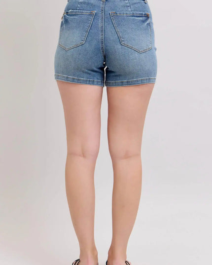 Judy Blue High Rise Tummy Control Denim Shorts 150337 - Sleekdenim.com
