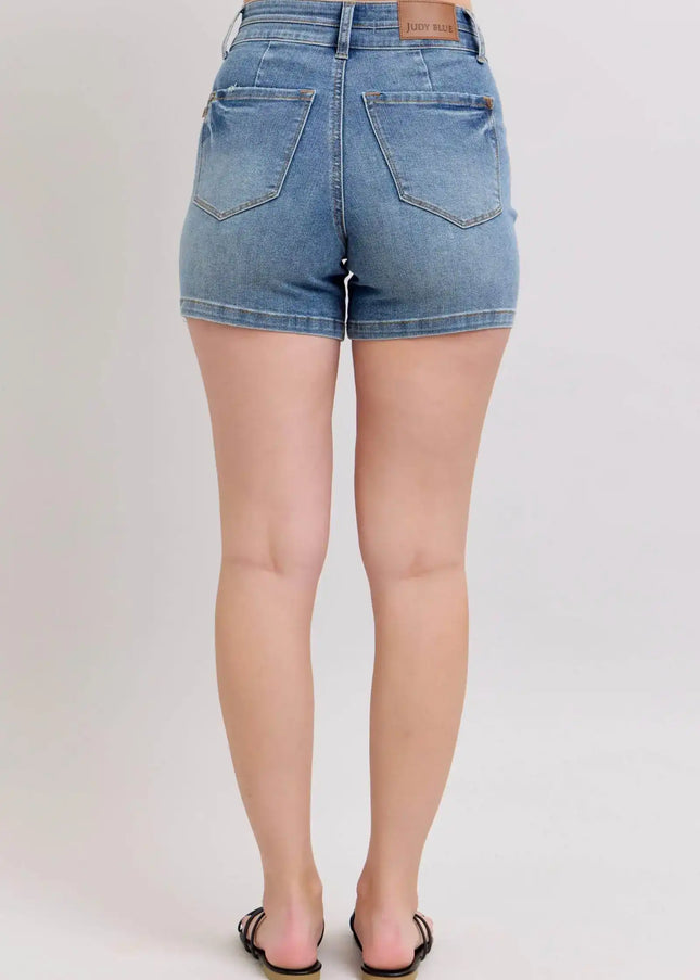 Judy Blue High Rise Tummy Control Denim Shorts 150337 - Sleekdenim.com