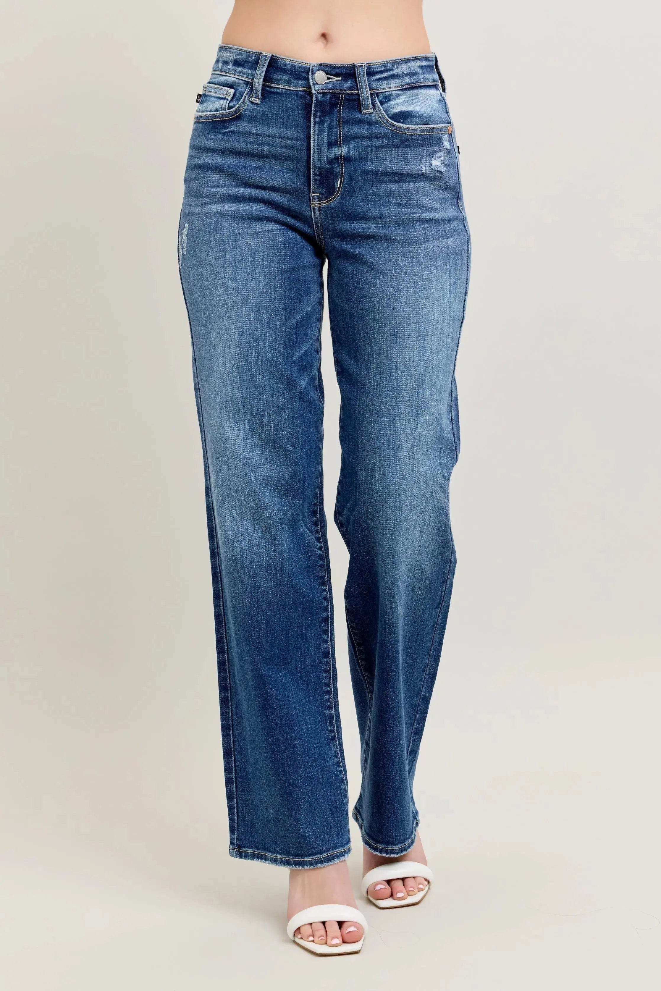 Judy Blue High Waist 90's Straight Leg Denim Jeans 82392 - Sleekdenim.com