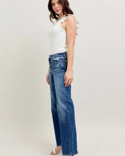Judy Blue High Waist 90's Straight Leg Denim Jeans 82392 