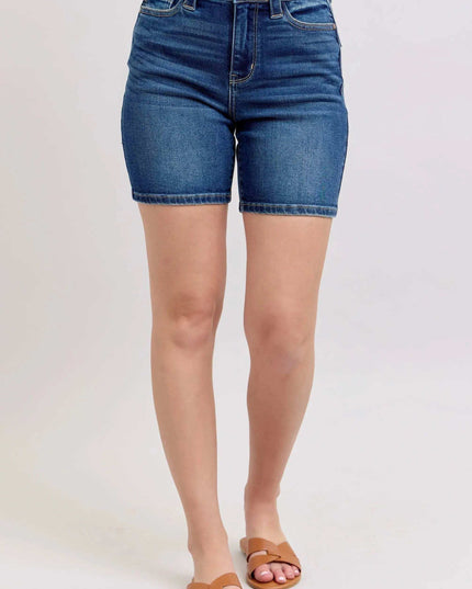 Judy Blue High Waist Bermuda w/ Back Flap Pocket Denim Shorts 15287 - Sleekdenim.com