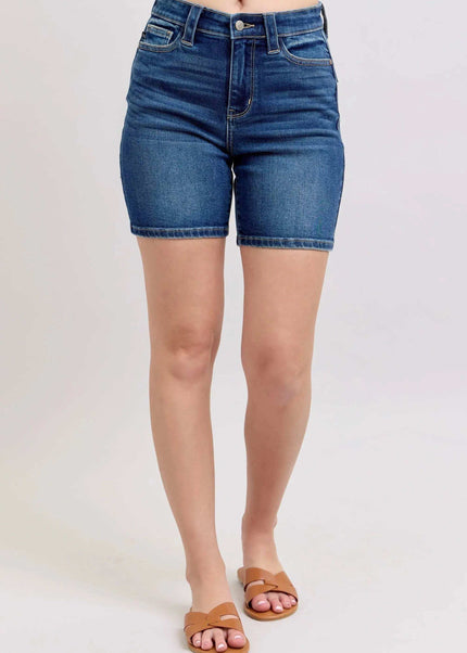 Judy Blue High Waist Bermuda w/ Back Flap Pocket Denim Shorts 15287 - Sleekdenim.com