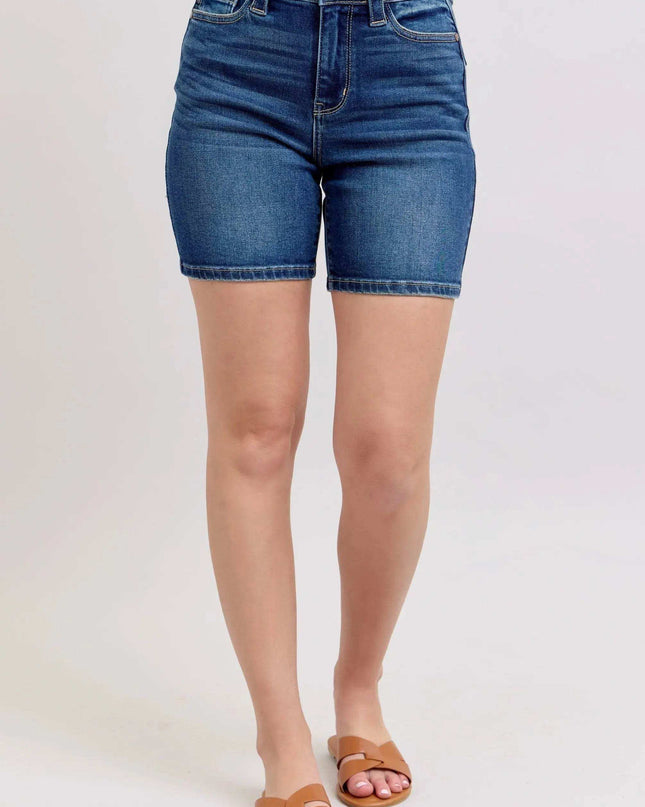 Judy Blue High Waist Bermuda w/ Back Flap Pocket Denim Shorts 15287 - Sleekdenim.com