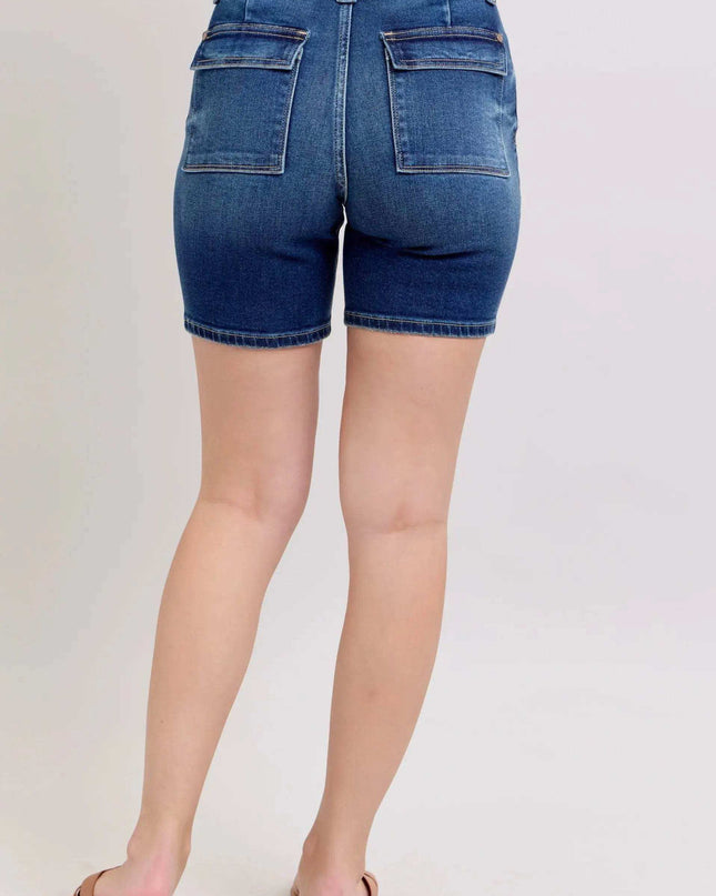 Judy Blue High Waist Bermuda w/ Back Flap Pocket Denim Shorts 15287 - Sleekdenim.com