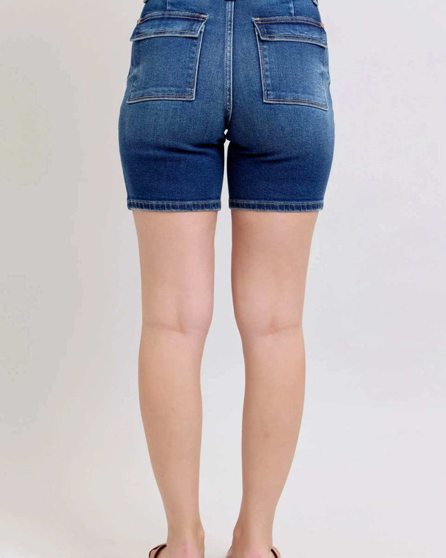 Judy Blue High Waist Bermuda w/ Back Flap Pocket Denim Shorts 15287 - Sleekdenim.com