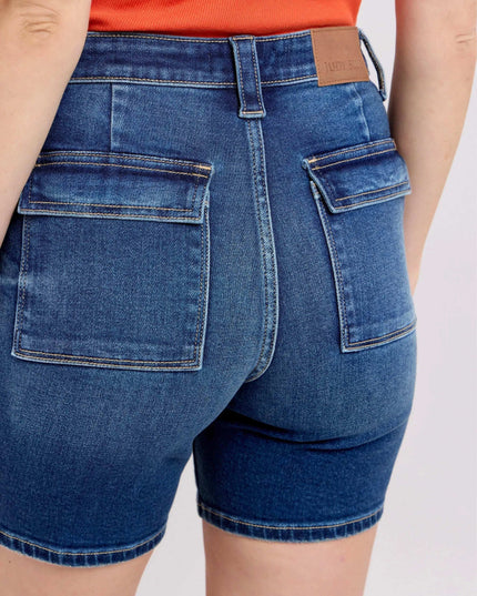 Judy Blue High Waist Bermuda w/ Back Flap Pocket Denim Shorts 15287 - Sleekdenim.com