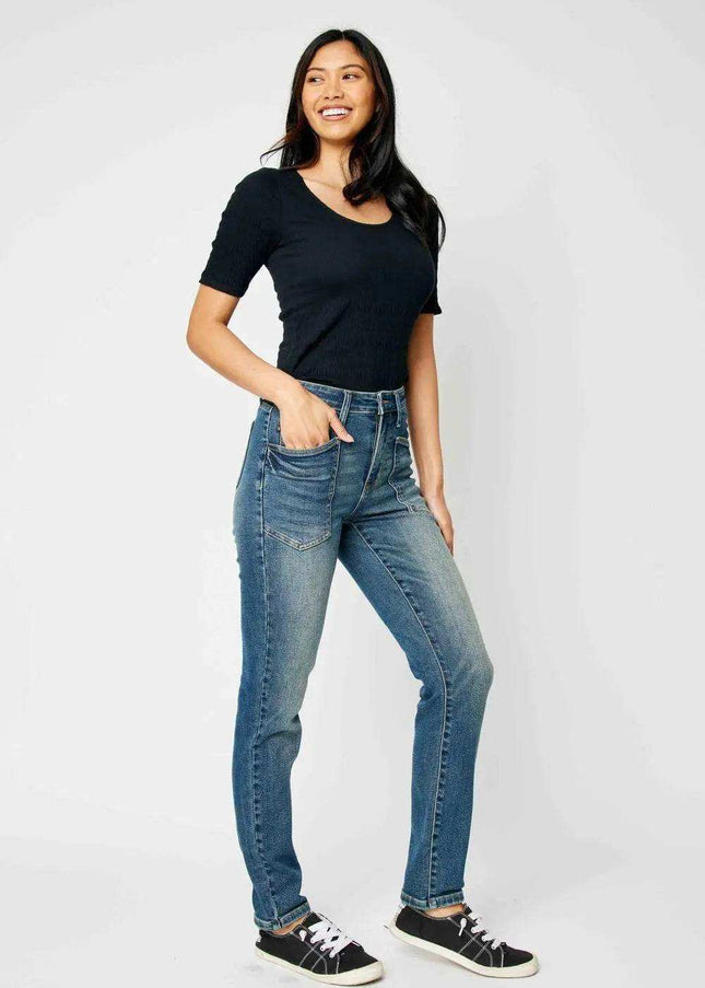 Judy Blue High Waist Classic Relaxed Denim Jeans 88687 - Sleekdenim.com