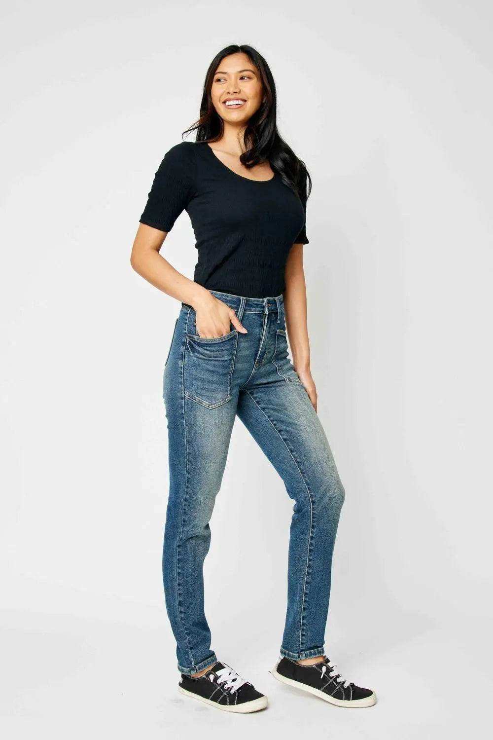 Judy Blue High Waist Classic Relaxed Denim Jeans 88687 - Sleekdenim.com