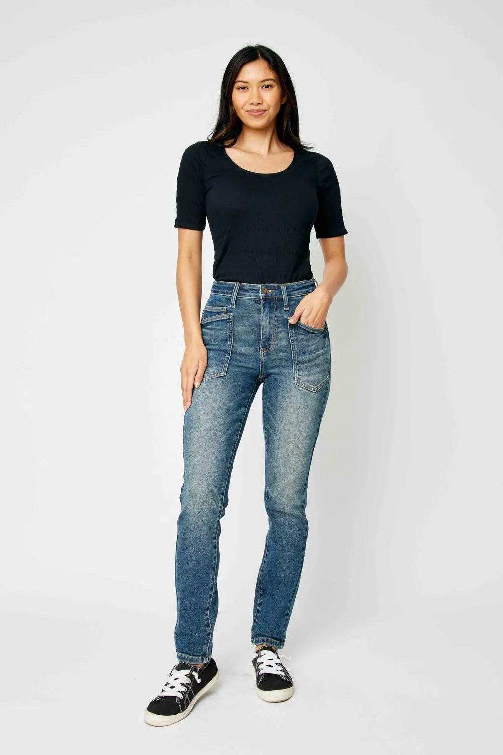 Judy Blue High Waist Classic Relaxed Denim Jeans 88687 - Sleekdenim.com