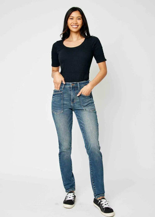 Judy Blue High Waist Classic Relaxed Denim Jeans 88687 - Sleekdenim.com