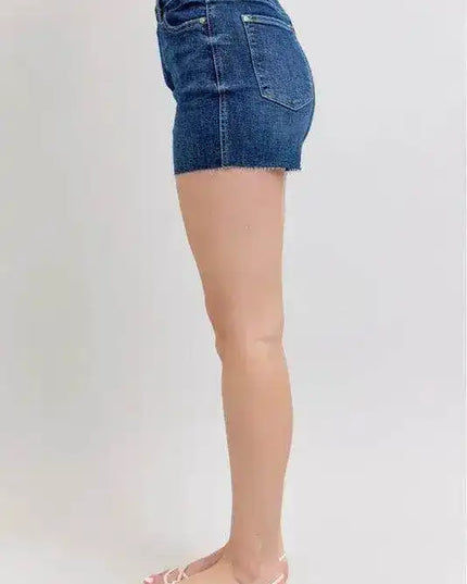Judy Blue High Waist Criss-Cross Waistband Denim Shorts - Sleekdenim.com