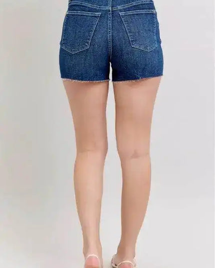 Judy Blue High Waist Criss-Cross Waistband Denim Shorts - Sleekdenim.com
