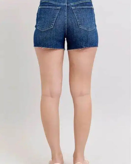 Judy Blue High Waist Criss-Cross Waistband Denim Shorts - Sleekdenim.com