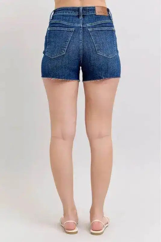 Judy Blue High Waist Criss-Cross Waistband Denim Shorts - Sleekdenim.com