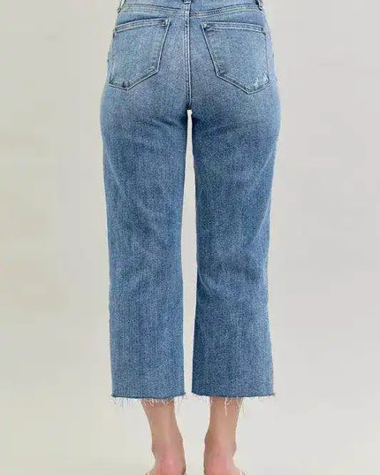 Judy Blue High Waist Destroyed Crop Wide Leg Jeans 82256 (Copy) - Sleekdenim.com