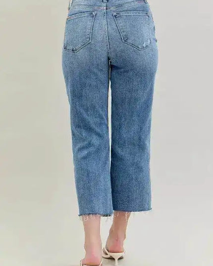 Judy Blue High Waist Destroyed Crop Wide Leg Jeans 82256 (Copy) - Sleekdenim.com