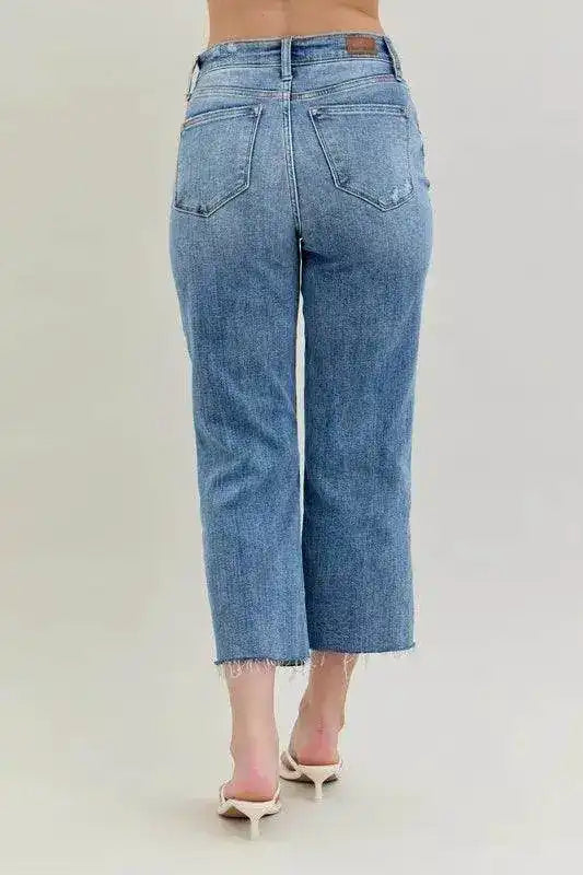 Judy Blue High Waist Destroyed Crop Wide Leg Jeans 82256 (Copy) - Sleekdenim.com