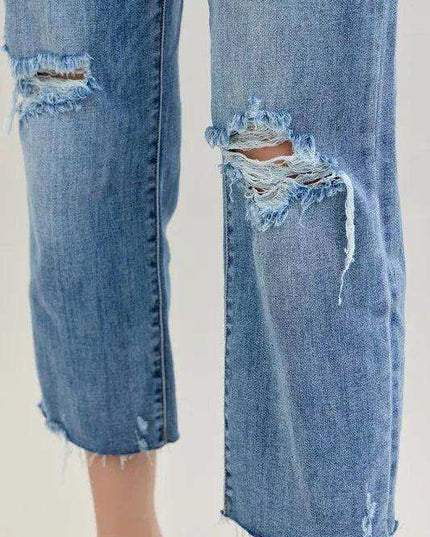 Judy Blue High Waist Destroyed Crop Wide Leg Jeans 82256 (Copy) - Sleekdenim.com