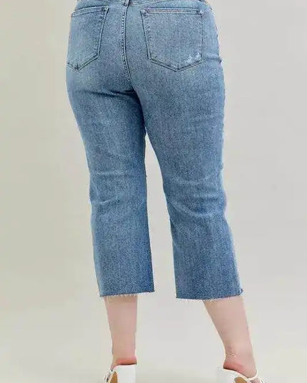 Judy Blue High Waist Destroyed Crop Wide Leg Jeans 82256 (Copy) - Sleekdenim.com