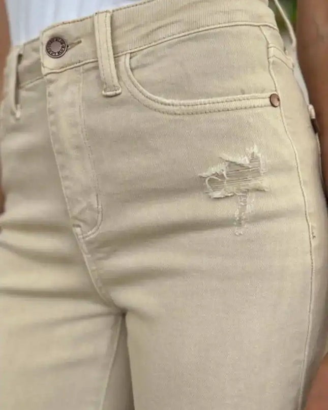 Judy Blue High Waist Distressed Wide Leg Jeans 88823 - Sleekdenim.com