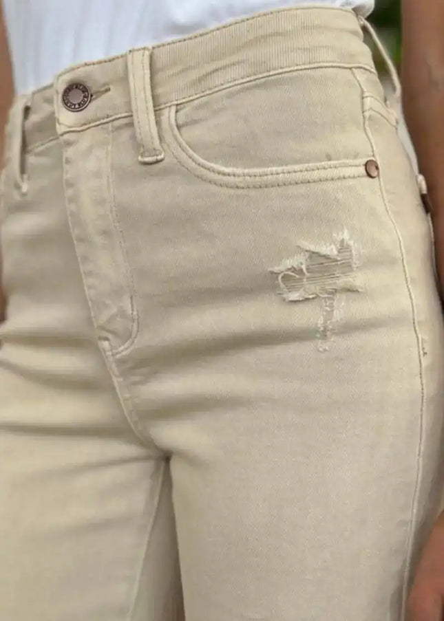 Judy Blue High Waist Distressed Wide Leg Jeans 88823 - Sleekdenim.com