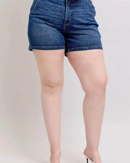 Judy Blue High Waist Double Button Waistband Denim Short 150307 - Sleekdenim.com