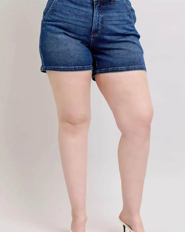 Judy Blue High Waist Double Button Waistband Denim Short 150307 - Sleekdenim.com