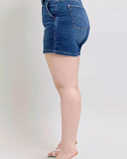 Judy Blue High Waist Double Button Waistband Denim Short 150307 - Sleekdenim.com
