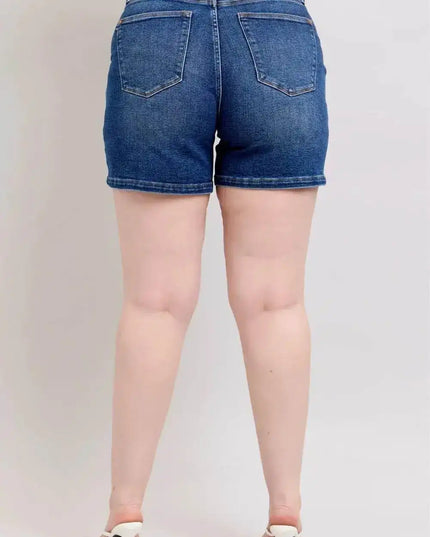Judy Blue High Waist Double Button Waistband Denim Short 150307 - Sleekdenim.com