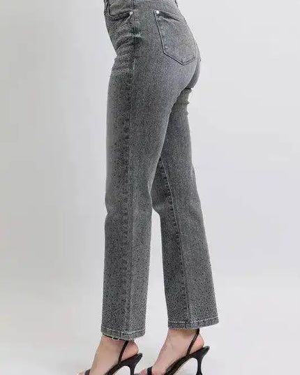Judy Blue High Waist Rhinestone Straight Jeans 88919 - Sleekdenim.com