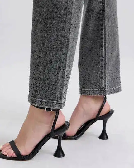 Judy Blue High Waist Rhinestone Straight Jeans 88919 - Sleekdenim.com