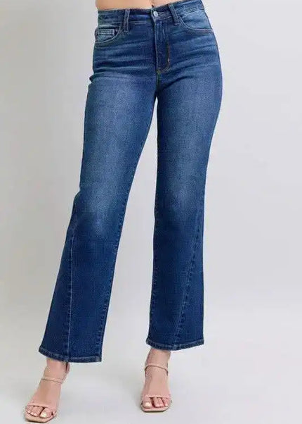 Judy Blue High Waist Side Seam Detail Straight Leg Jeans with Pockets - Sleekdenim.com