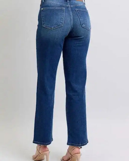 Judy Blue High Waist Side Seam Detail Straight Leg Jeans with Pockets - Sleekdenim.com
