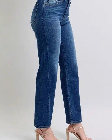 Judy Blue High Waist Side Seam Detail Straight Leg Jeans with Pockets - Sleekdenim.com