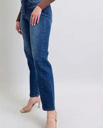 Judy Blue High Waist Side Seam Detail Straight Leg Jeans with Pockets - Sleekdenim.com