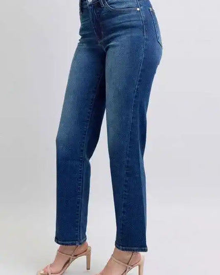 Judy Blue High Waist Side Seam Detail Straight Leg Jeans with Pockets - Sleekdenim.com