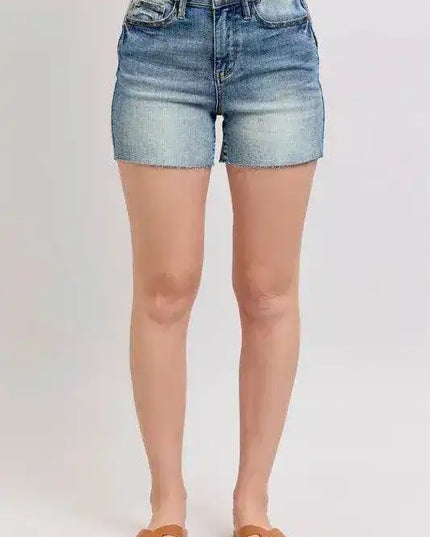 Judy Blue High Waist Star Seam Detail Denim Shorts 150322 - Sleekdenim.com
