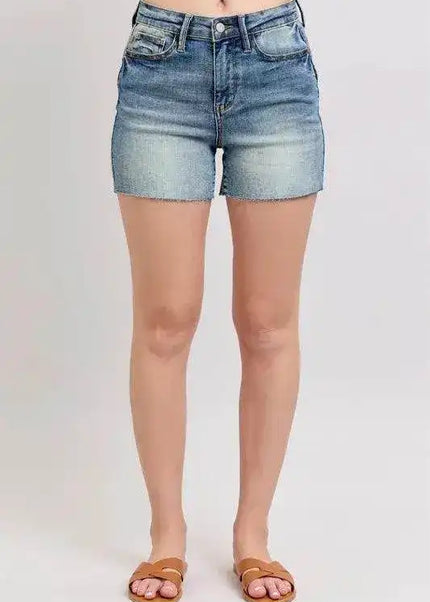 Judy Blue High Waist Star Seam Detail Denim Shorts 150322 - Sleekdenim.com