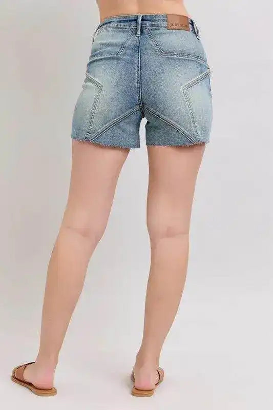Judy Blue High Waist Star Seam Detail Denim Shorts 150322 - Sleekdenim.com